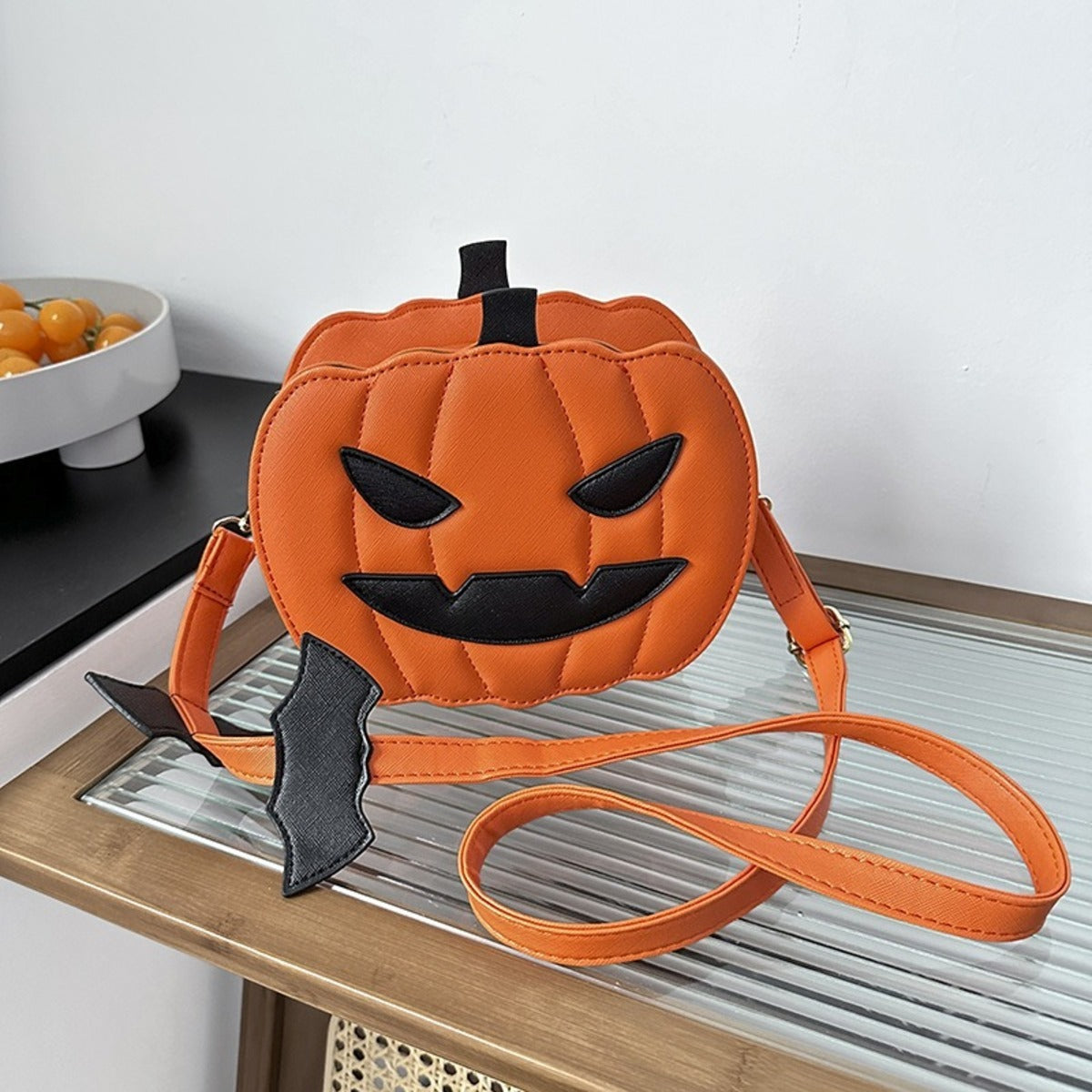 Halloween-Kürbis-Umhängetasche für Damen, originelle Kürbis-Geldbörse, Halloween-Teufel-Schultertasche, lustige Umhängetasche