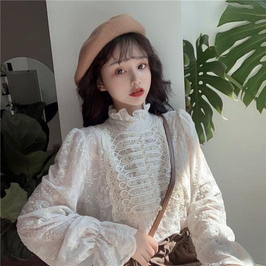 French Style Lace Shirt For Women In Spring And Autumn