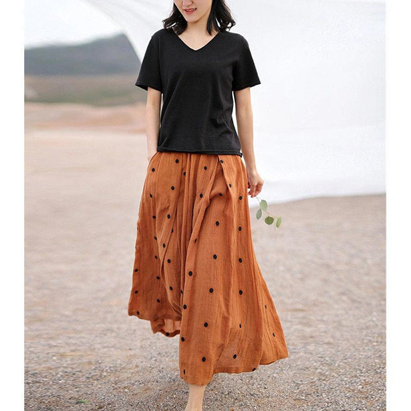 High Waist A- Line Ethereal Swing Versatile Polka Dot Skirt