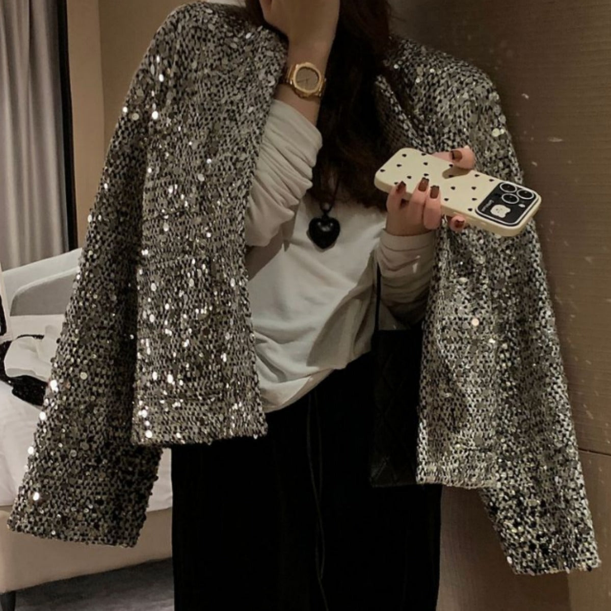 Fashion Sequined Luminous Blazer For Women