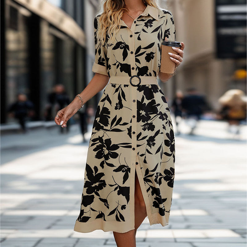 Vestido estampado femenino de verano con personalidad de moda