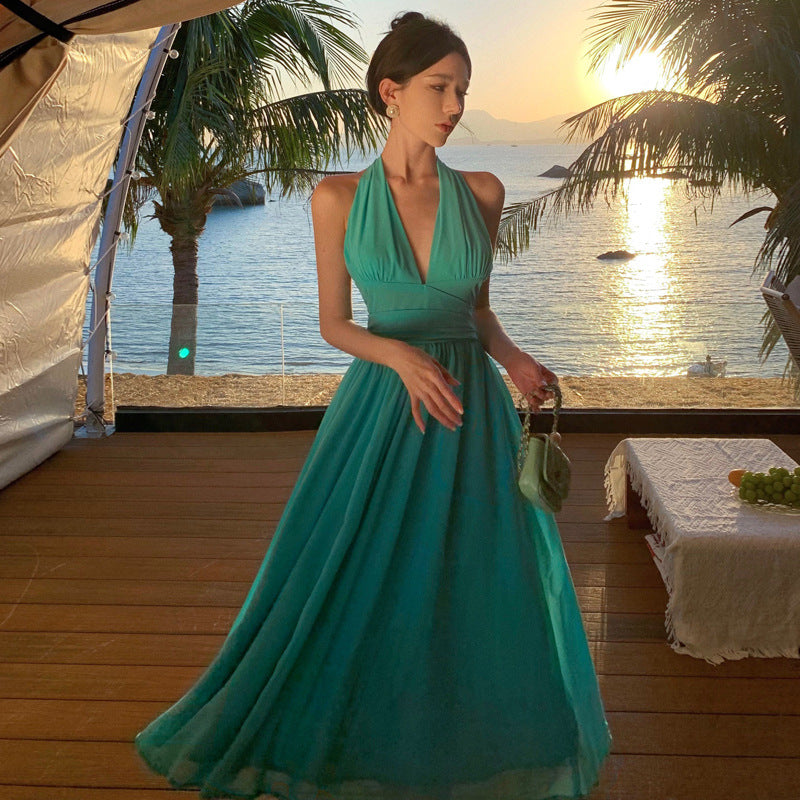 Rückenfreies Kleid mit Neckholder-Trägern, Urlaubs-/Strandkleid