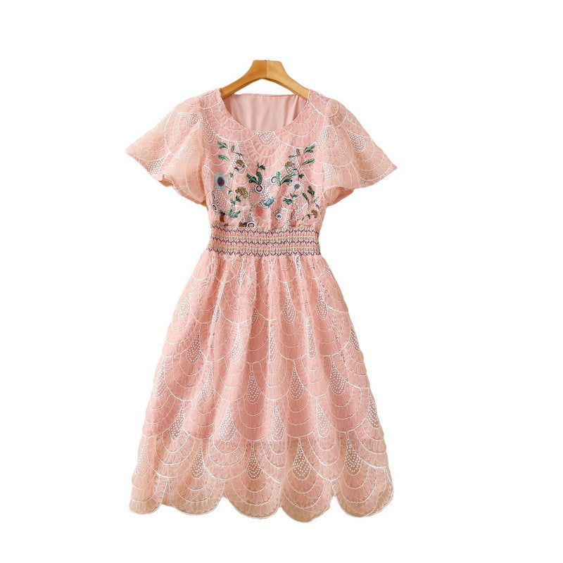 Three-dimensional Plate Flower Machine Embroidery Sequins Scale Dress
