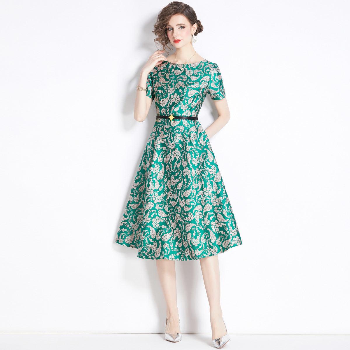 French Retro Jacquard Dress Women