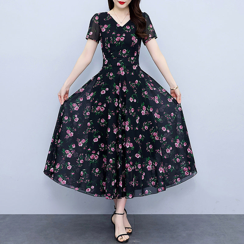 Chiffon Blumenkleid Plus Size Mollige Mädchen Tailleneng