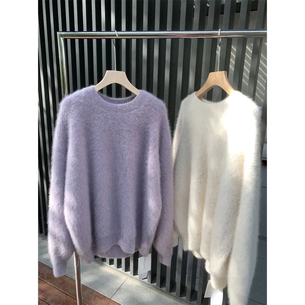 Suéter suelto de mohair de otoño e invierno para mujer