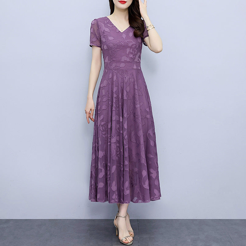 Chiffon-Jacquardkleid Große Größen