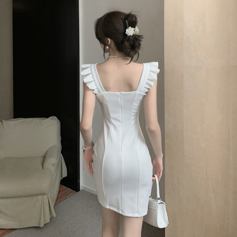 French Style Elegant Short Hip Skirt Sexy Sleeveless Sling Premium Dress