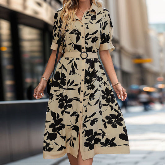 Vestido estampado femenino de verano con personalidad de moda