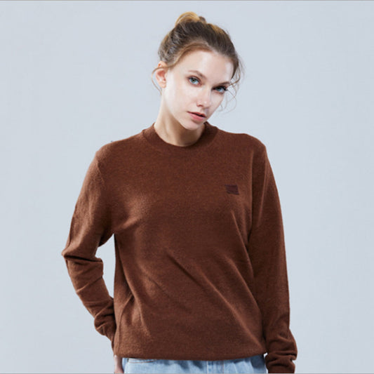 Women's Crew Neck Pullover Sweater Long-sleeved Knitted