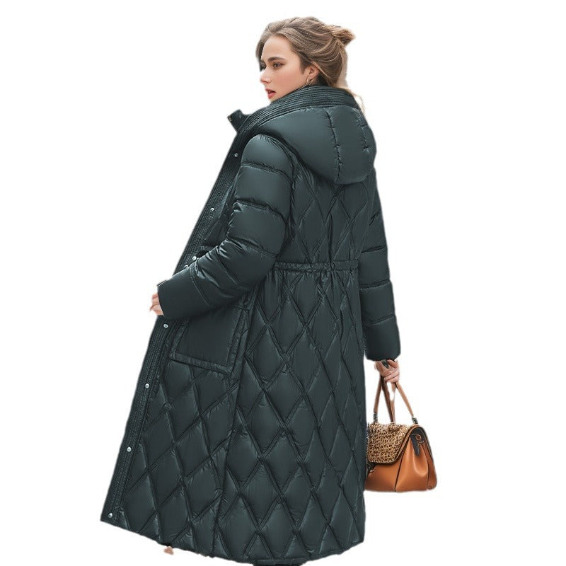 Thick Mid-length Below The Knee Hooded Winter Women's Down Jacket