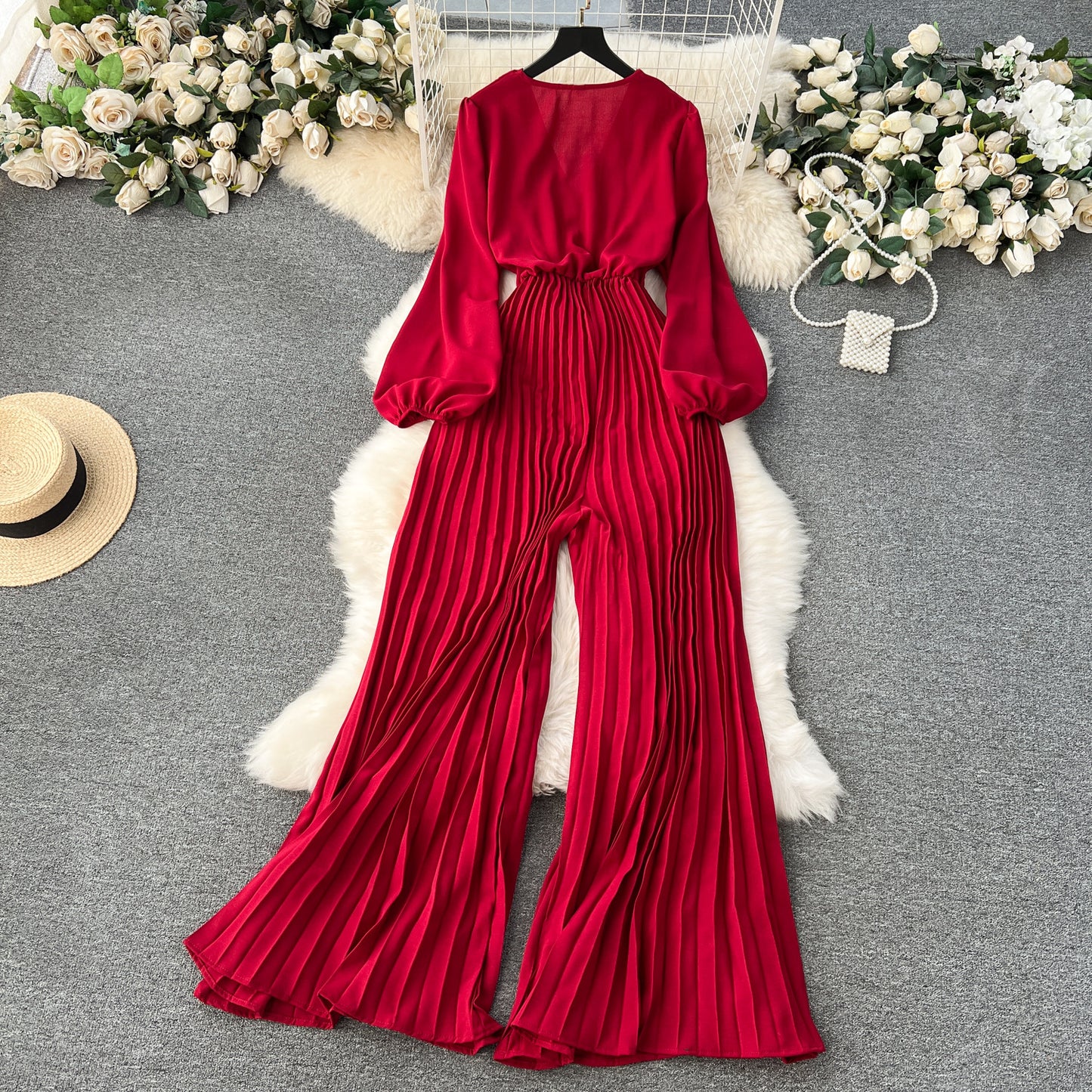 European And American Puff Sleeve Jumpsuit Women