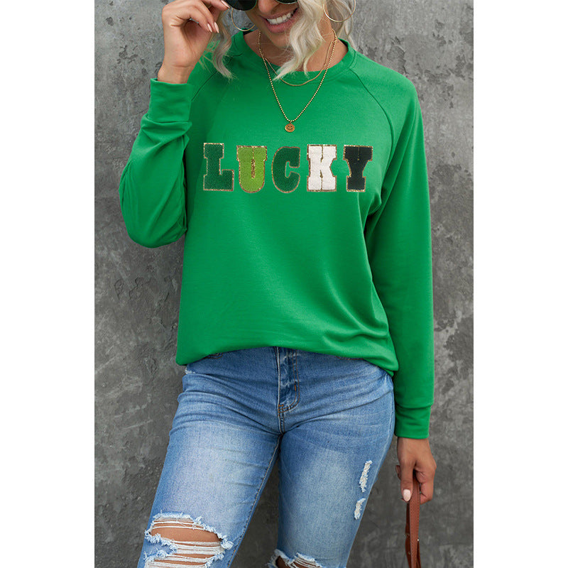 Modischer Pullover mit Buchstabenstickerei für Damen