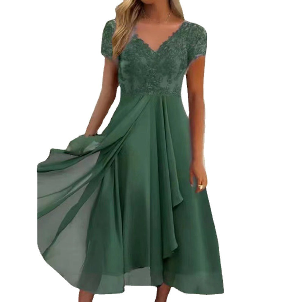 Mittellanges Chiffonkleid im europäischen und amerikanischen Stil