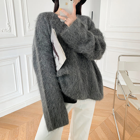 High-end Niche Alpaca Round Neck Wool Sweater