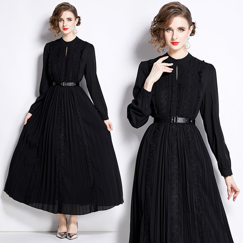 Vestido negro de temperamento de alto grado para mujer