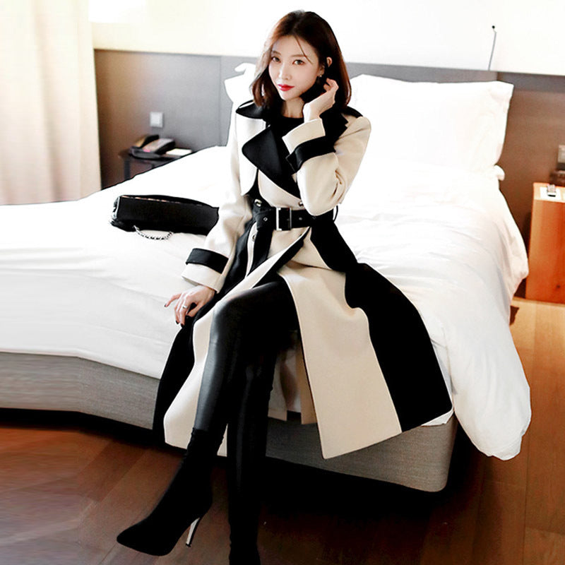 Women's Ladies Fashion Temperament Mid-length Woolen Coat