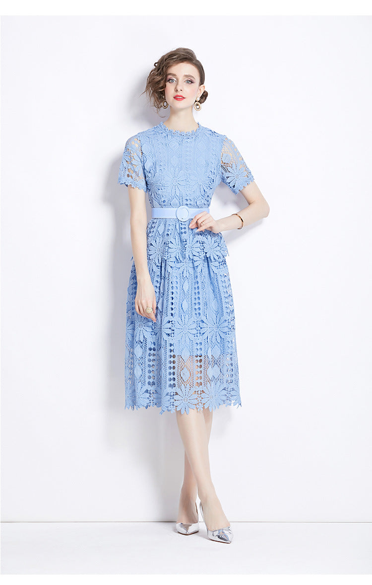 A- Line Crocheted Hollow Lace Dress