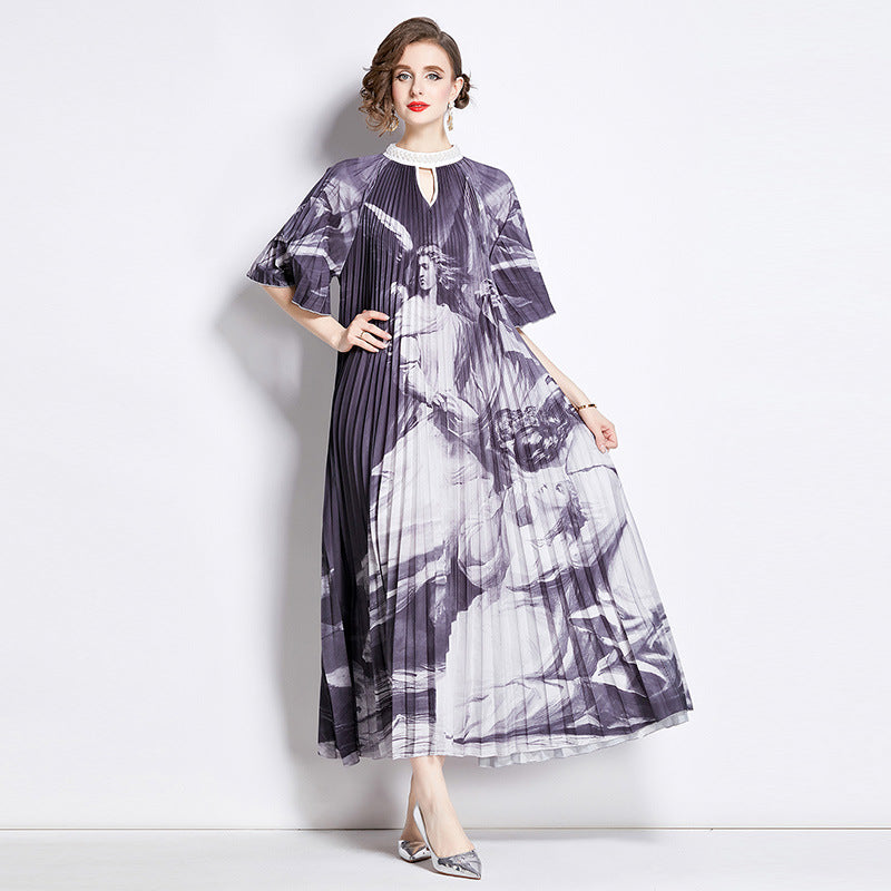 Gradient Printing Large Swing Dress