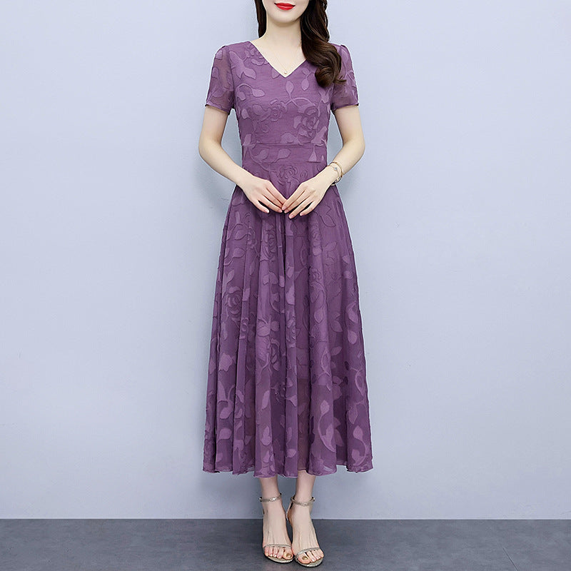 Chiffon-Jacquardkleid Große Größen