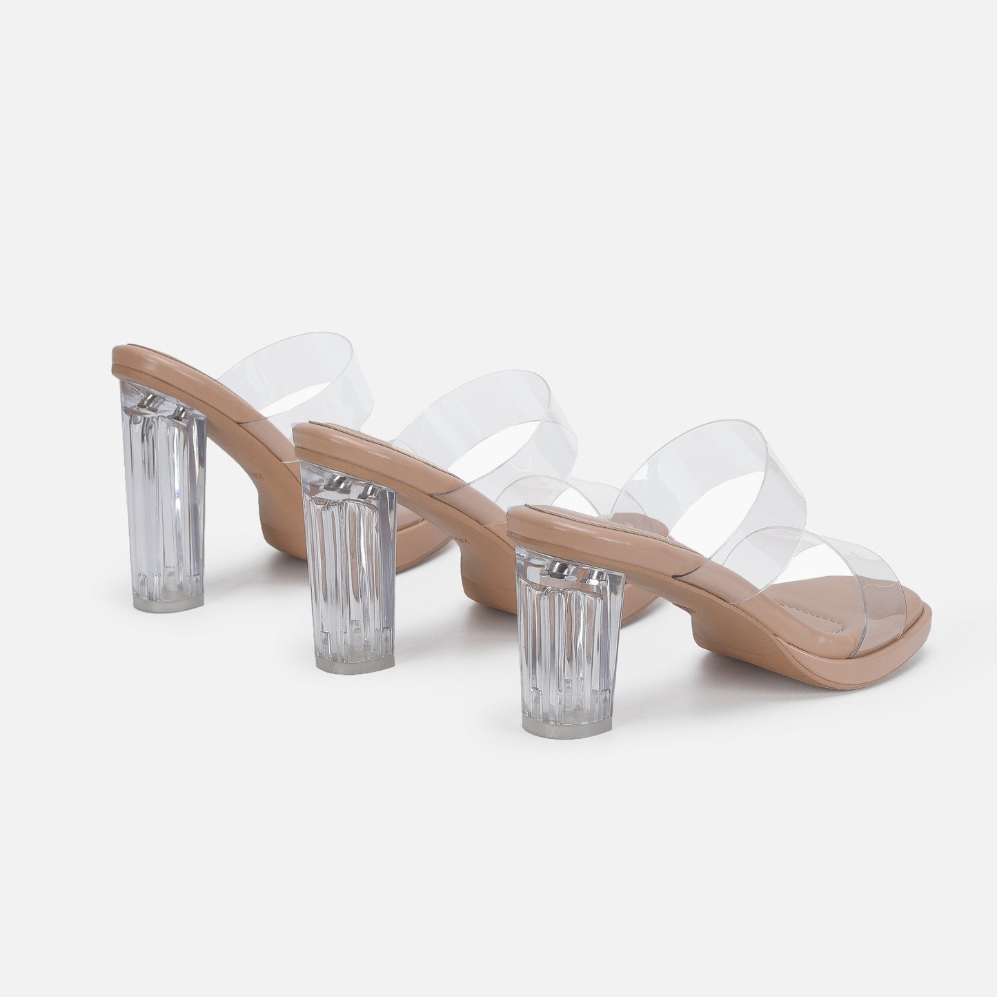 Damensandalen mit Knöchelriemen und hohen Absätzen, transparente Kristallschuhe mit dickem Absatz für die Oberbekleidung