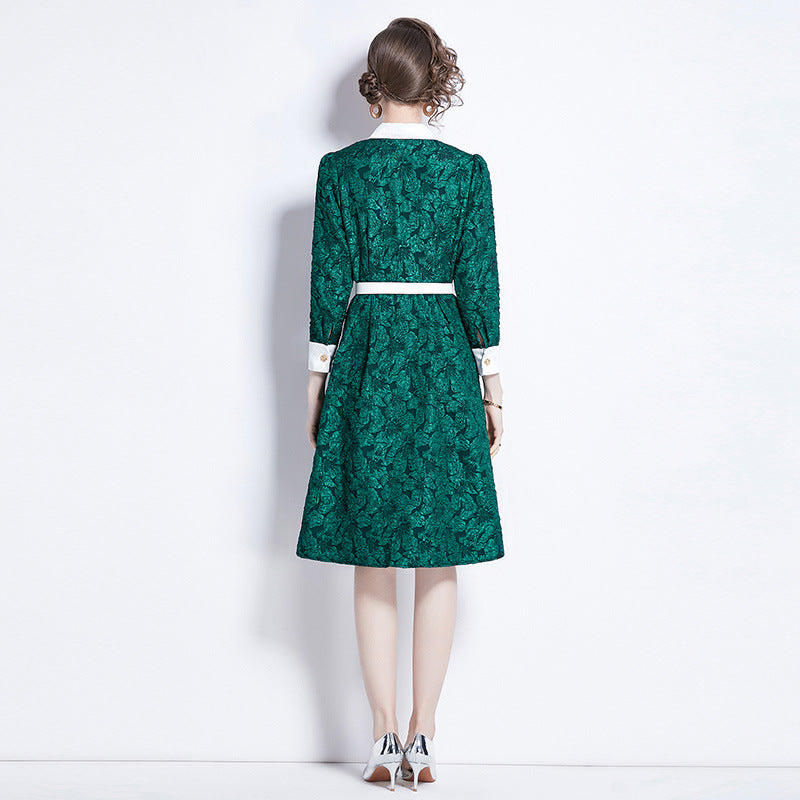 High-grade Jacquard Long Sleeve Dress