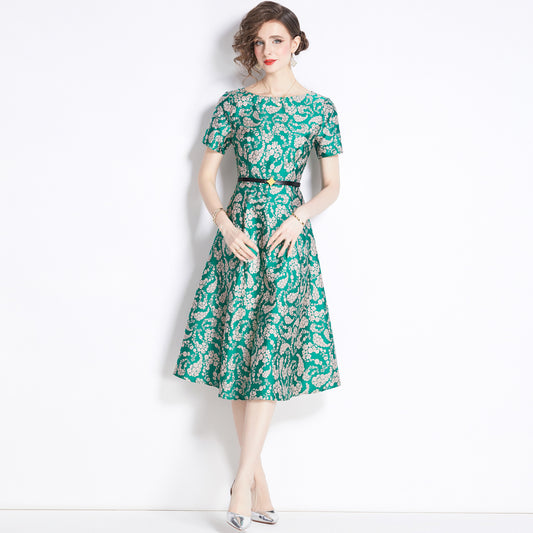 French Retro Jacquard Dress Women