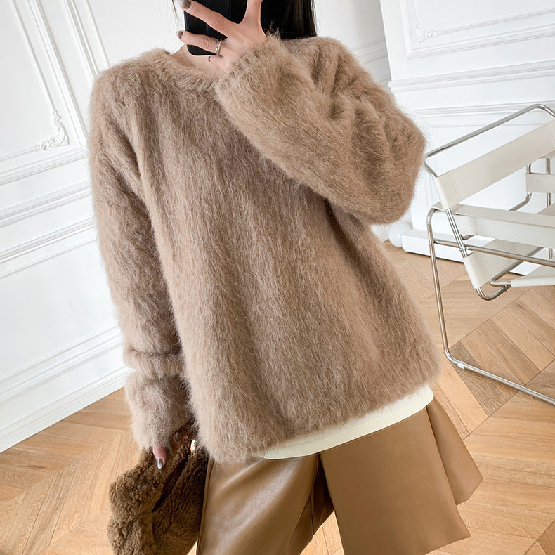 High-end Niche Alpaca Round Neck Wool Sweater