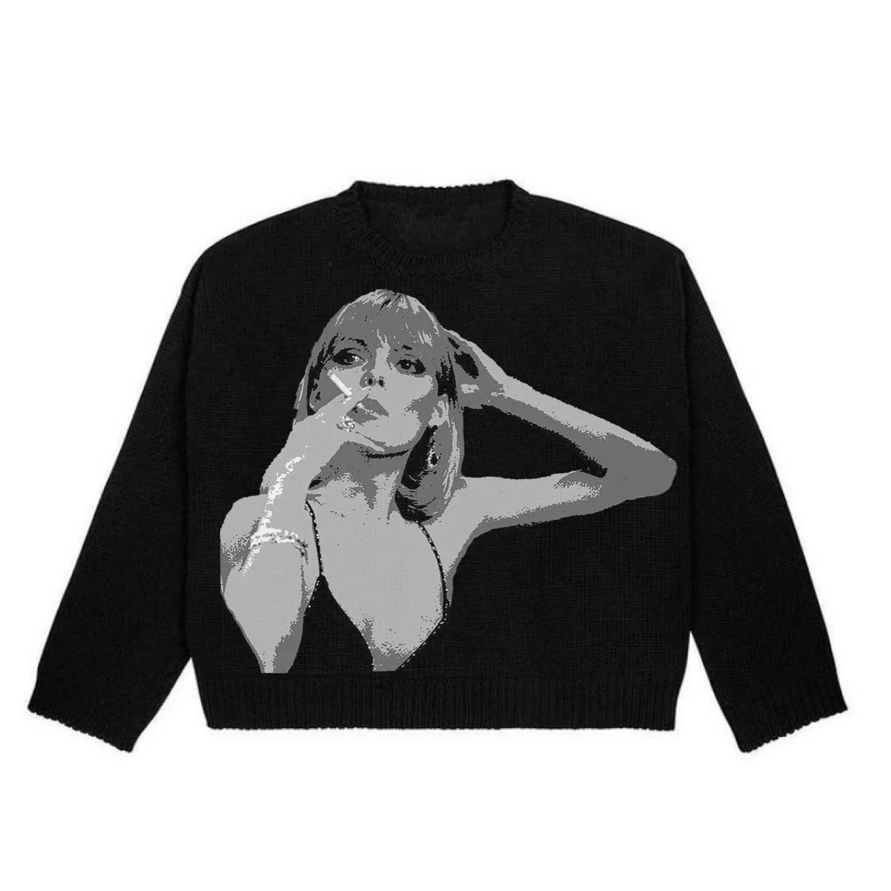 Women's Round Neck Sweater Pullover Print Sweater