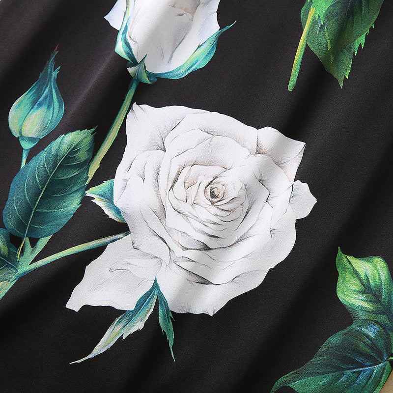 16 M Silkworm Silk Rose Print Sleeveless Dress