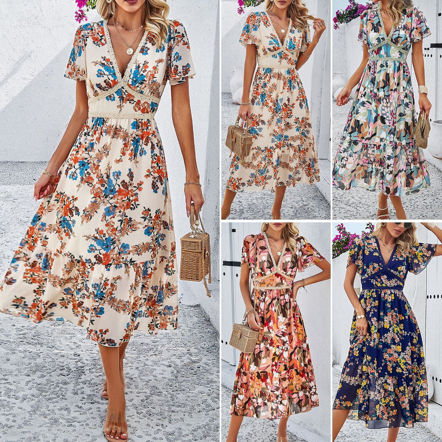 Ropa de mujer Vestido festivo con estampado floral