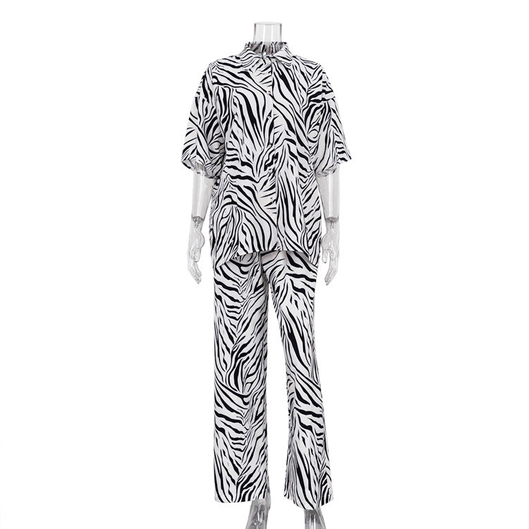 Europäischer und amerikanischer Mode-Satin-Zebra-gestreifter Anzug