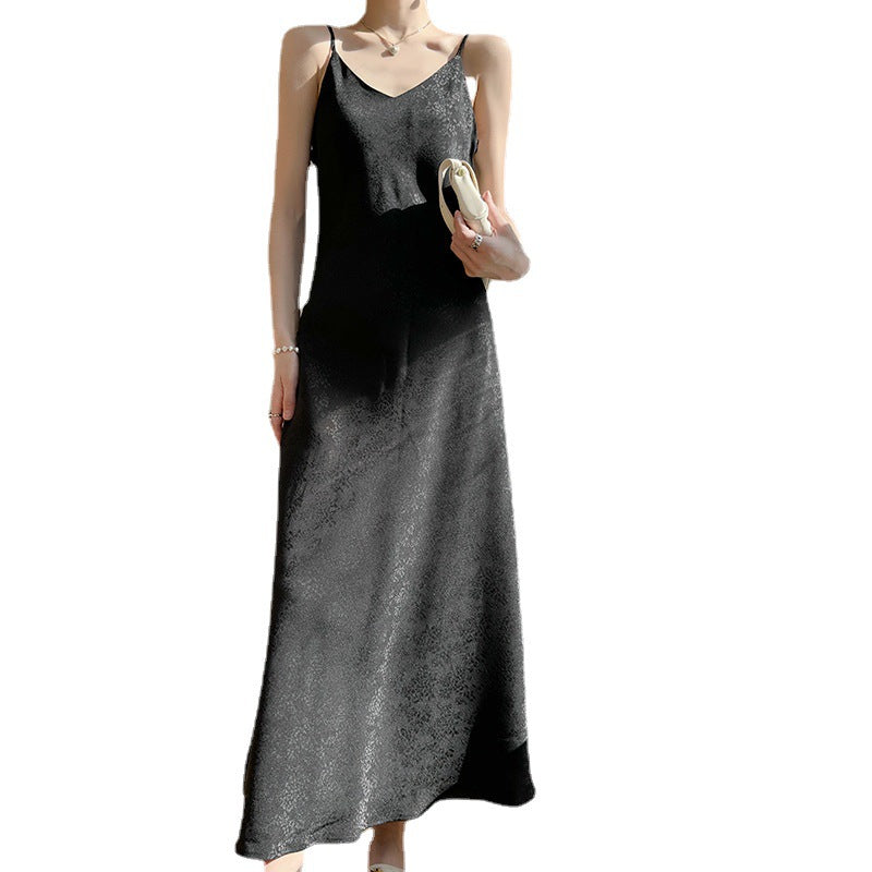 Sling-Kleid aus Acetat-Satin mit V-Ausschnitt für Damen