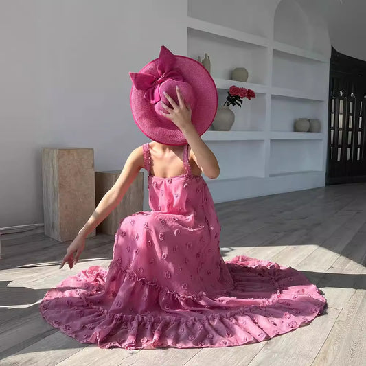 Vestido de pastel con vuelo de flores tridimensional
