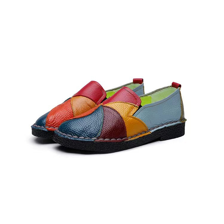 Zapatos de mujer de fondo plano con bloques de color casuales de estilo étnico