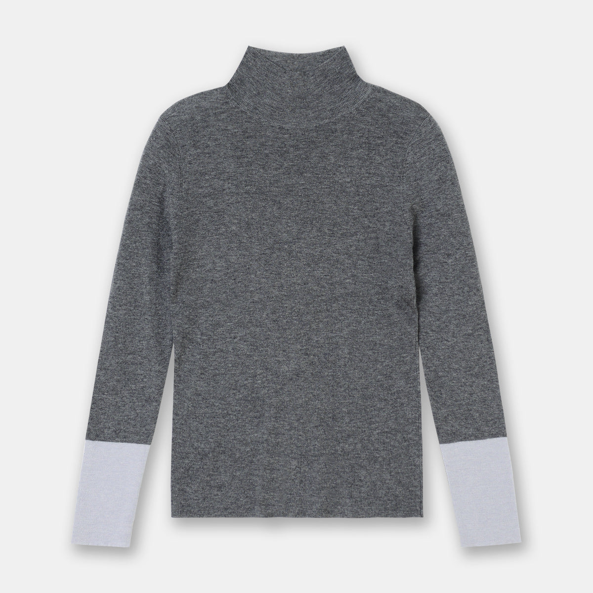 Schmaler Stretch-Pullover mit kontrastfarbenen Manschetten aus Wolle für Damen