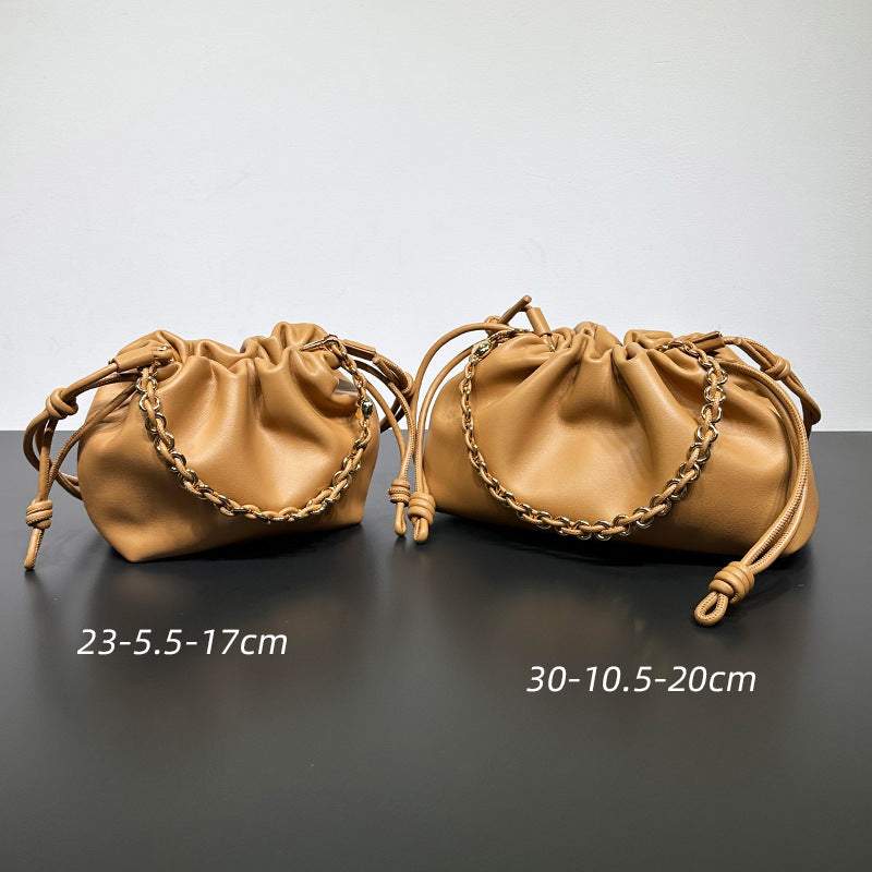 Bolso bandolera de estilo chino para mujer, bolso de piel de vaca con cordón, nubes