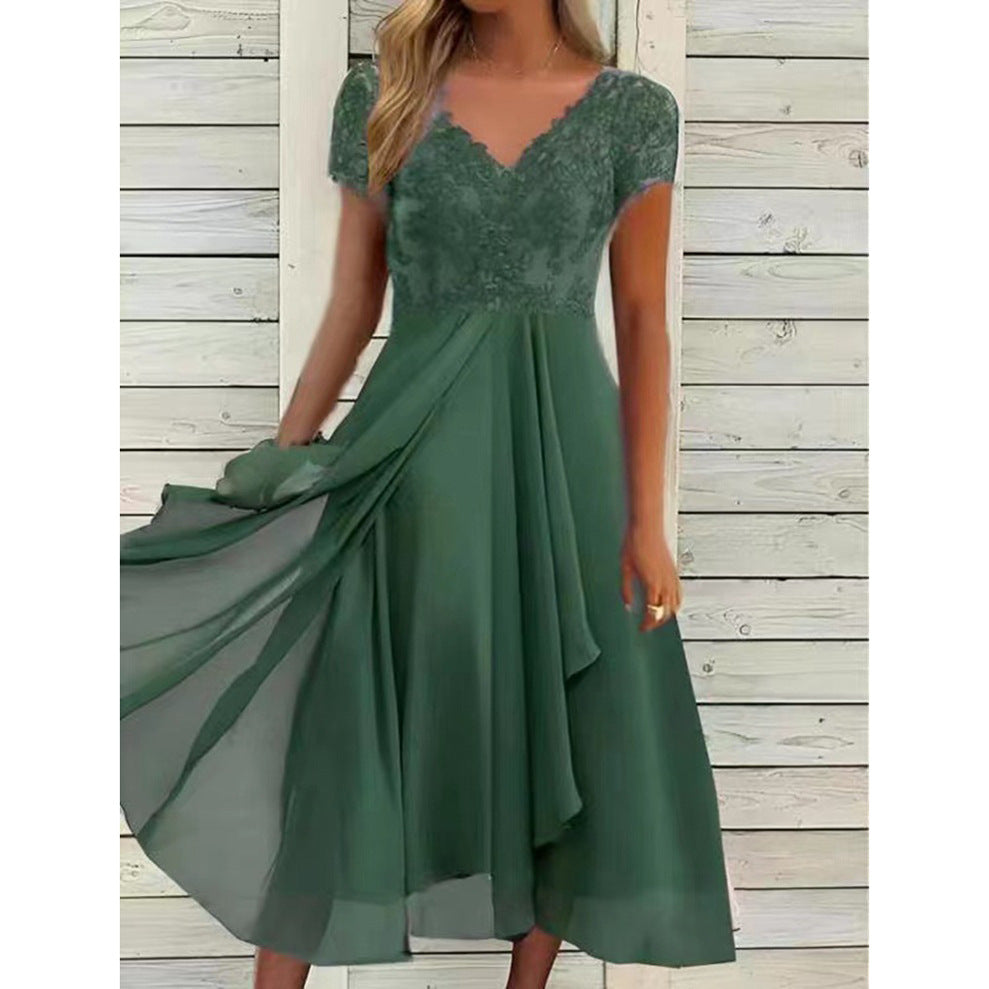 Mittellanges Chiffonkleid im europäischen und amerikanischen Stil