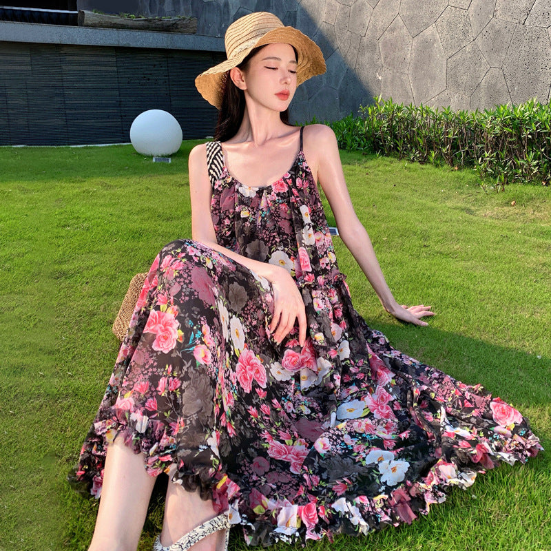 Vielseitiges Camisole-Kleid mit französischem Blumenmuster für Damen