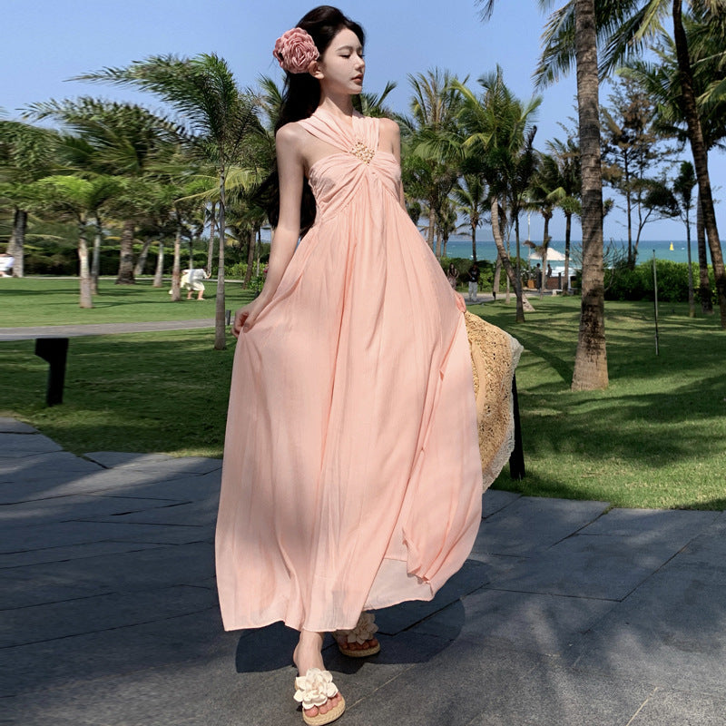 Halter Long Dress Goddess Style Holiday