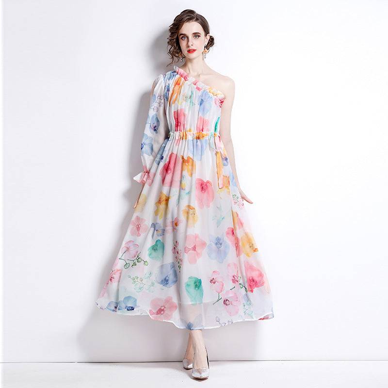 Chiffon Shoulder Beach Dress Seaside Vacation Super Fairy