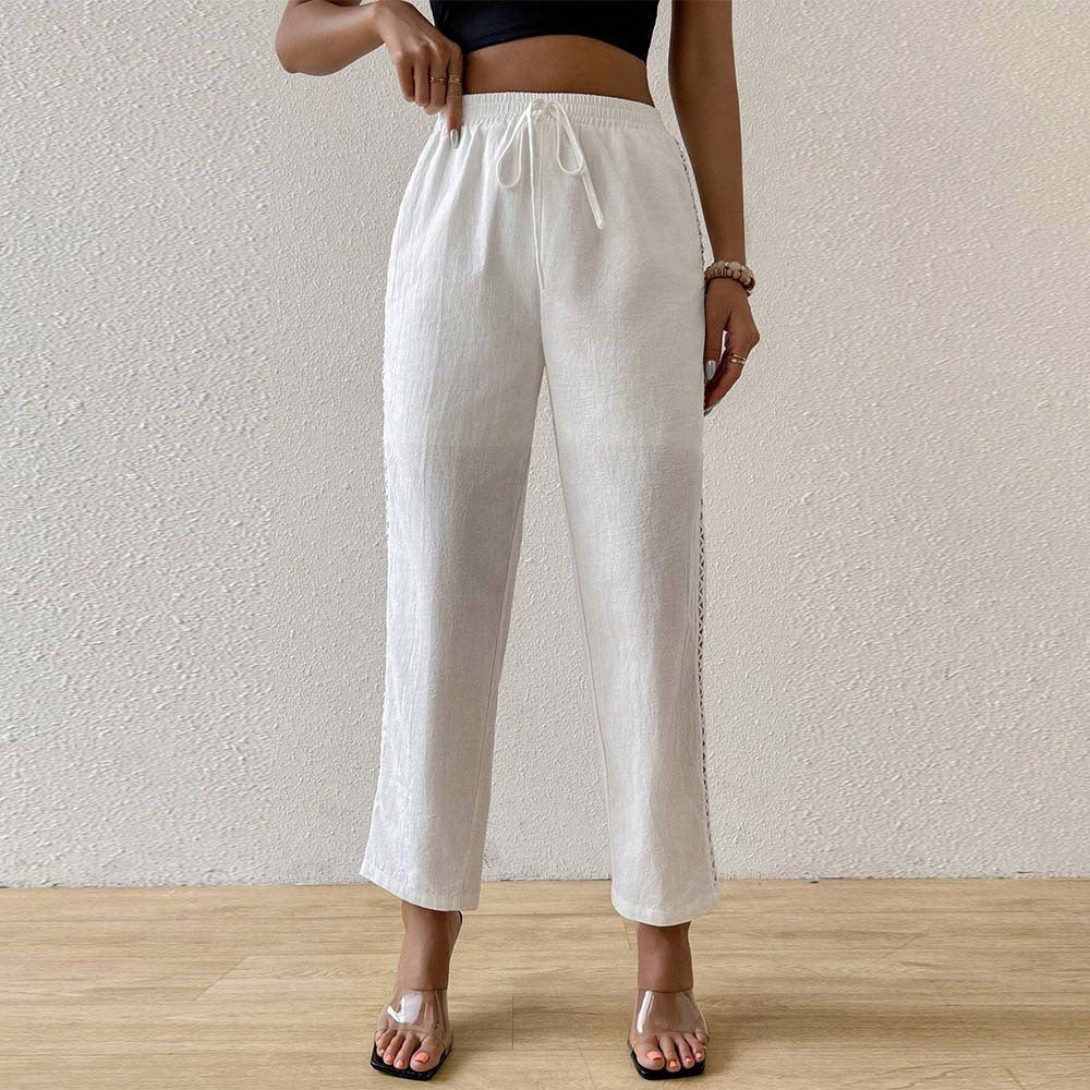 Women's Hollow Drawstring Straight-leg Pants