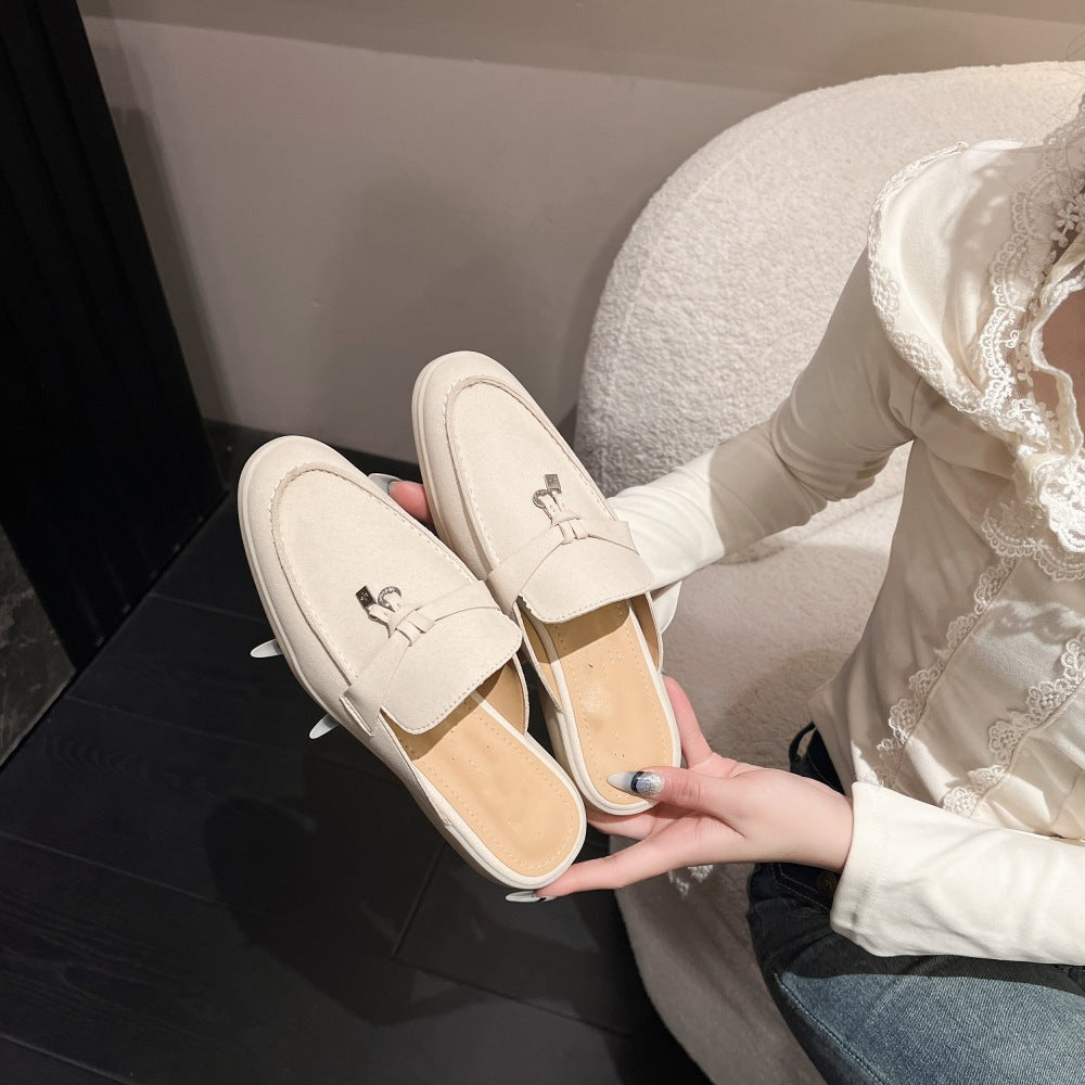 Mocasines de piel auténtica para mujer, zapatillas vacías