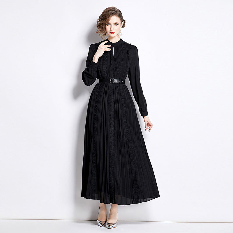 Hochwertiges Temperament Schwarzes Kleid Damen