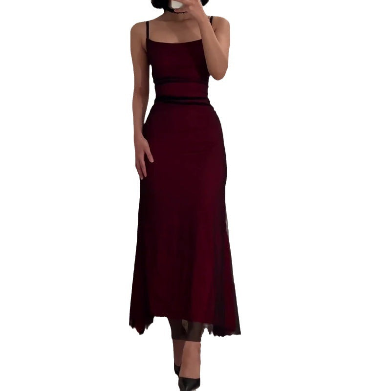 Damen Fashion Slim Fit Kleid mit Hosenträgern