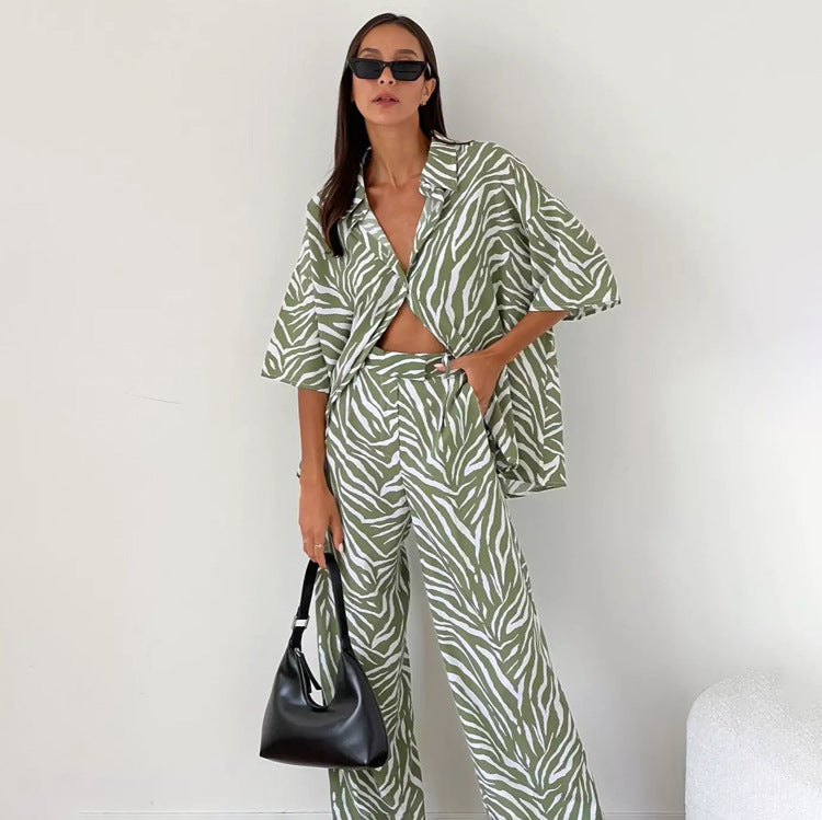 European And American Fashion Satin Zebra Striped Suit