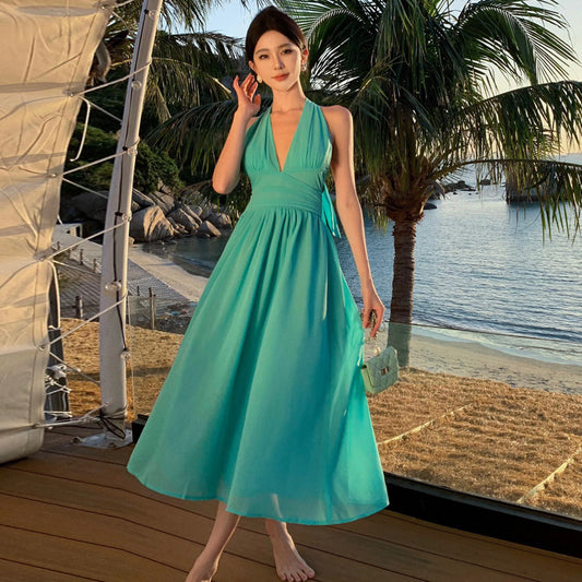 Rückenfreies Kleid mit Neckholder-Trägern, Urlaubs-/Strandkleid