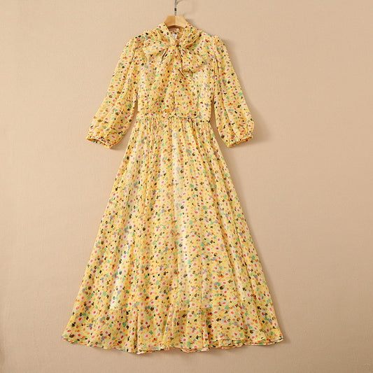 Chiffon Floral High Waist Big Swing Dress