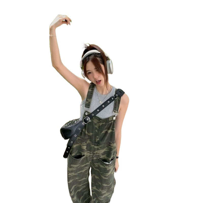 American Camouflage Schulterriemen Jeans Damen