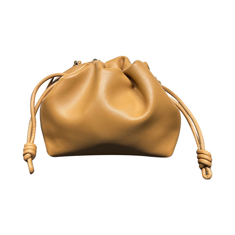 Bolso bandolera de estilo chino para mujer, bolso de piel de vaca con cordón, nubes